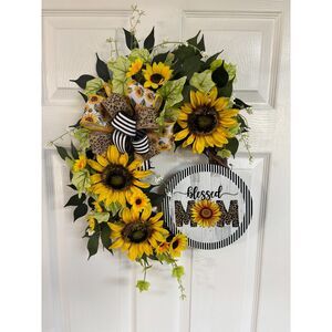 Blessed MOM Sunflower Grapevine Wreath